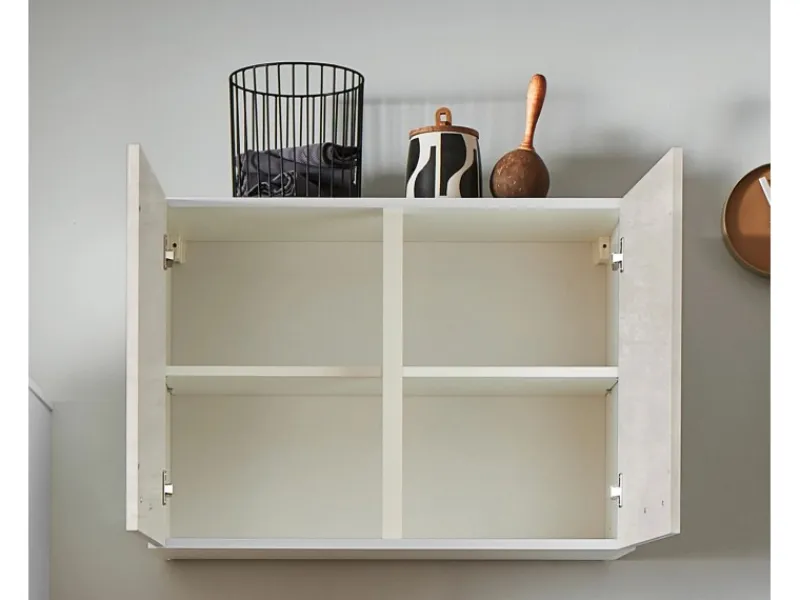Clearance Pino Küchenzeile 250 cm Beton Weißgrau Anschlag rechts 1 Geräteschrank