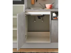 Hot Pino Küchenzeile 280 cm Beton Perlgrau Anschlag links 1 Geräteschrank