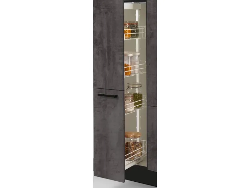 Pino Küchenzeile 280 cm Beton Grafitgrau Anschlag rechts 1 Geräteschrank< Kühlschränke