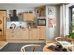 Pino Küchenzeile 270 cm Eiche Aviva Anschlag rechts 1 Geräteschrank< Kühlschränke