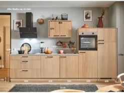 Sale Pino Küchenzeile 310 cm Eiche Aviva Anschlag rechts 2 Geräteschränke