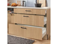 Clearance Pino Küchenzeile 280 cm Eiche Aviva Anschlag links 1 Geräte-, 1 Apothekerschrank