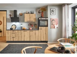 Pino Küchenzeile 250 cm Evoke Eiche Anschlag rechts 1 Geräteschrank< Kühlschränke