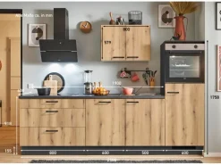 Pino Küchenzeile 250 cm Evoke Eiche Anschlag rechts 1 Geräteschrank< Kühlschränke