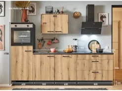 Pino Kühlschränke<Küchenzeile 250 cm Evoke Eiche Anschlag links 1 Geräteschrank