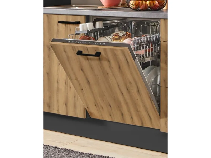 Pino Kühlschränke<Küchenzeile 250 cm Evoke Eiche Anschlag links 1 Geräteschrank