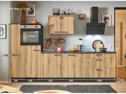 Pino Küchenzeile 310 cm Evoke Eiche Anschlag links 1 Geräte-, 1 Apothekerschrank