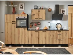 Pino Kochfelder<Küchenzeile 340 cm Evoke Eiche Anschlag links 2 Geräteschränke