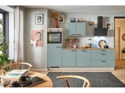 Pino Kühlschränke<Küchenzeile 250 cm Fjordgrün Anschlag links 1 Geräteschrank