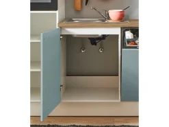 Outlet Pino Küchenzeile 310 cm Fjordgrün Anschlag links 1 Geräte-, 1 Apothekerschrank