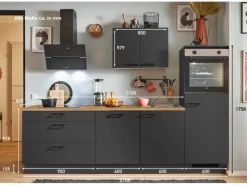 Pino Kühlschränke<Küchenzeile 270 cm Grafit Anschlag rechts 1 Geräteschrank