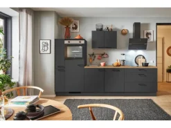 Pino Küchenzeile 300 cm Grafit Anschlag links 1 Geräte-. 1 Seitenschrank< Kühlschränke