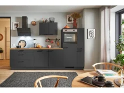 New Pino Küchenzeile 280 cm Grafit Anschlag rechts 1 Geräte-. 1 Seitenschrank