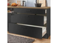 Outlet Pino Küchenzeile 300 cm Grafit Anschlag links 1 Geräte-, 1 Apothekerschrank