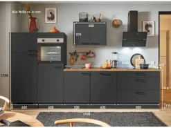 Sale Pino Küchenzeile 310 cm Grafit Anschlag links 2 Geräteschränke