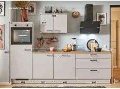 Discount Pino Küchenzeile 250 cm Kaschmirgrau Anschlag links 1 Geräteschrank