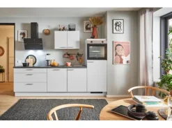 Pino Kochfelder|Kühlschränke<Küchenzeile 270 cm Lichtgrau Anschlag rechts 1 Geräteschrank
