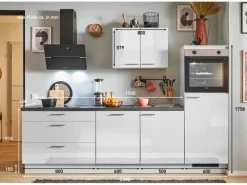 Online Pino Küchenzeile 250 cm Lichtgrau Hochglanz Anschlag rechts 1 Geräteschrank