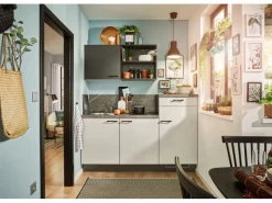 Pino Kühlschränke<Küchenzeile 180 cm Lichtgrau Anschlag rechts 1 Geräteschrank