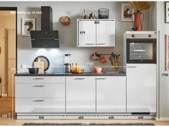 New Pino Küchenzeile 270 cm Lichtgrau Hochglanz Anschlag rechts 1 Geräteschrank