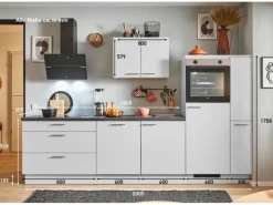 Pino Kühlschränke<Küchenzeile 290 cm Lichtgrau Anschlag rechts 1 Geräte-, 1 Apothekerschrank