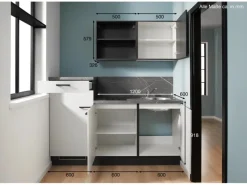 Pino Kochfelder<Küchenzeile 180 cm Lichtgrau Anschlag links 1 Geräteschrank