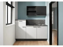 Pino Kochfelder<Küchenzeile 180 cm Lichtgrau Anschlag links 1 Geräteschrank