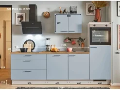 Discount Pino Küchenzeile 270 cm Pastellblau Anschlag rechts 1 Geräteschrank