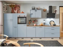 Online Pino Küchenzeile 350 cm Pastellblau Anschlag links 1 Geräte-, 1 Apothekerschrank