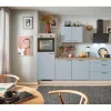 Pino Küchenzeile 250 cm Pastellblau Anschlag links 1 Geräteschrank< Kühlschränke