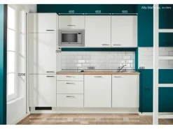Pino Küchenzeile 240 cm Weiß Anschlag links 1 Geräteschrank< Kochfelder