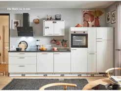 Hot Pino Küchenzeile 350 cm Weiß Anschlag rechts 1 Geräte-, 1 Apothekerschrank