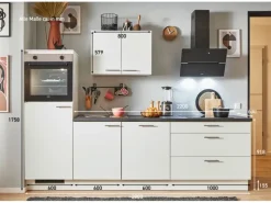 Pino Kühlschränke<Küchenzeile 280 cm Weiß Anschlag links 1 Geräteschrank