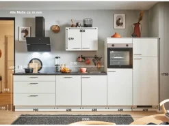 Hot Pino Küchenzeile 330 cm Weiß Anschlag rechts 2 Geräteschränke