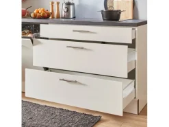 Hot Pino Küchenzeile 330 cm Weiß Anschlag rechts 2 Geräteschränke