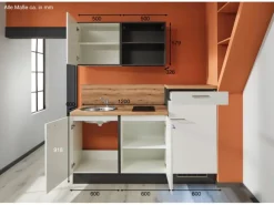 Pino Kochfelder<Küchenzeile 180 cm Weiß Anschlag rechts 1 Geräteschrank
