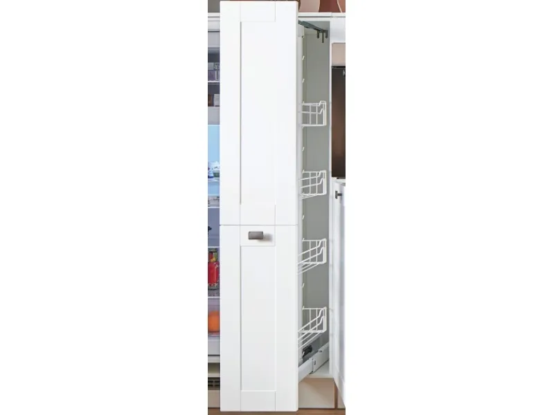 Hot Pino Küchenzeile 350 cm Weiß matt Anschlag links 1 Geräte-, 1 Apothekerschrank