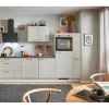 Discount Pino Küchenzeile 290cm Beton Weißgrau Anschlag R 1 Geräte-, 1 Apothekerschrank