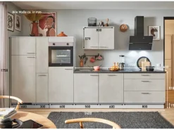 New Pino Küchenzeile 340cm Beton Weißgrau Anschlag L 1 Geräte-, 1 Apothekerschrank