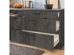 Best Pino Küchenzeile 300cm Beton Grafitgrau Anschlag L 1 Geräte-. 1 Seitenschrank