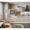 Pino Küchenzeile 280cm Beton Perlgrau Anschlag L 1 Geräte-, 1 Apothekerschrank