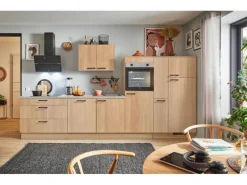 Sale Pino Küchenzeile 340cm Eiche Aviva Anschlag rechts 1 Geräte-, 1 Apothekerschrank