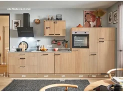 Sale Pino Küchenzeile 340cm Eiche Aviva Anschlag rechts 1 Geräte-, 1 Apothekerschrank
