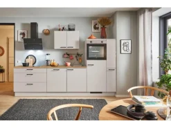 New Pino Küchenzeile 290cm Kaschmirgrau Anschlag R 1 Geräte-, 1 Apothekerschrank