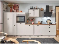New Pino Küchenzeile 370cm Kaschmirgrau Matt Anschlag L 1Geräte-, 1 Apothekerschrank