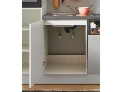 Best Pino Küchenzeile 310cm Lichtgrau Hochglanz Anschlag R 1Geräte-,1Apothekerschrank