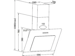 Sale PKM Dunstabzugshaube 9039X kopffrei Schwarz Glas 60 cm EEK: A
