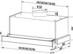 Clearance PKM Einbau-Dunstabzugshaube FS1-60BSPY ausziehbar Edelstahl EEK: B