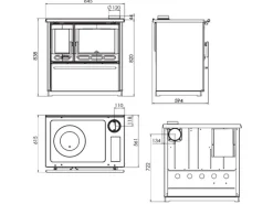 Plamen Küchenofen Holzherd 850 Glas Schwarz Linke Version und 8 kW< Herde