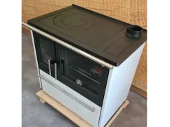 Hot Plamen Küchenofen Holzherd 850 Glas Weiß Rechte Version und 8 kW